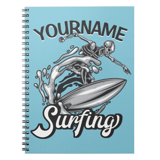 Cuaderno Surfista de olas grandes personalizado NOMBRE Esqu (Frente)
