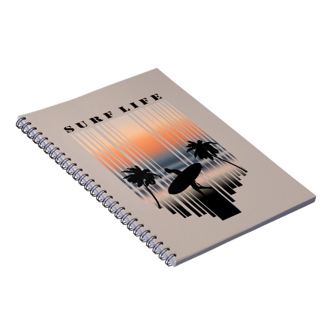 Cuaderno Surfista En La Playa Al Atardecer | Vida útil de l (Lado Derecho)