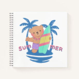 Cuaderno Surfista veraniego de osos de peluche en Hawái