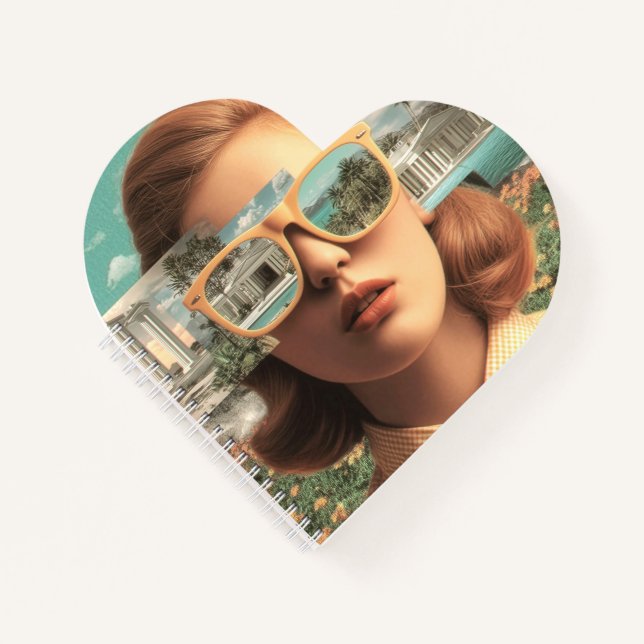 Cuaderno Surreal female portrait with retro sunglasses (Anverso)