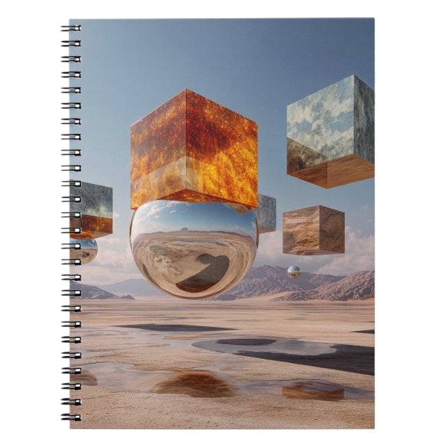 Cuaderno Surreal Floating Cubes And Reflective Sphere (Frente)