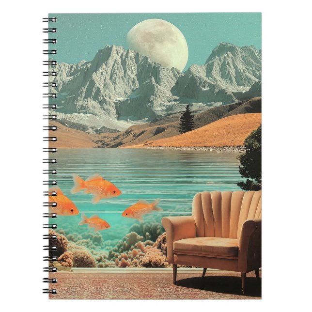 Cuaderno Surreal Interior with Fish and Moonlit Landscape (Frente)