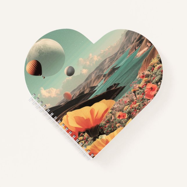 Cuaderno Surreal Landscape with Air Balloons and Moon (Anverso)