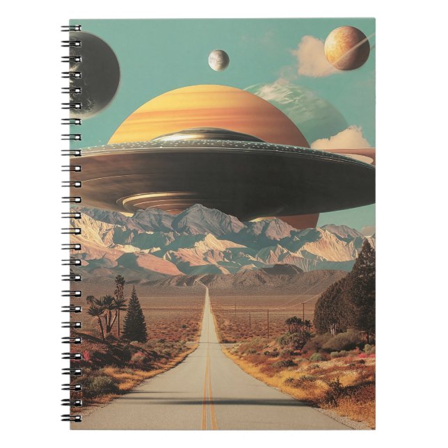 Cuaderno Surreal Landscape with Road, UFO and Saturn  (Frente)