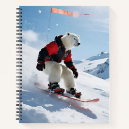Cuaderno Surreal Polar Bear Snowboarding Winter Adventure