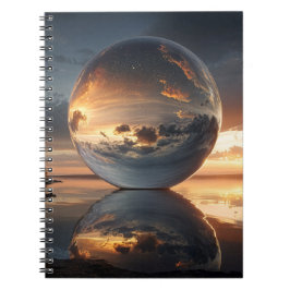 Cuaderno Surreal Reflective Sphere With Sunset Clouds Over
