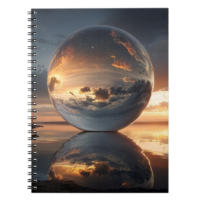 Cuaderno Surreal Reflective Sphere With Sunset Clouds Over  (Frente)