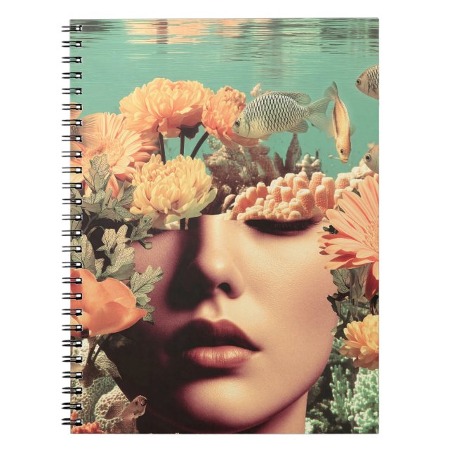 Cuaderno Surreal Underwater Portrait With Coral Flowers (Frente)