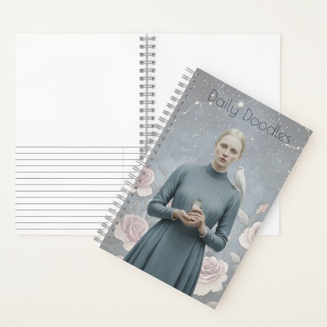 Cuaderno Surreal Woman Celestial Floral Doodle Journal (Interior)