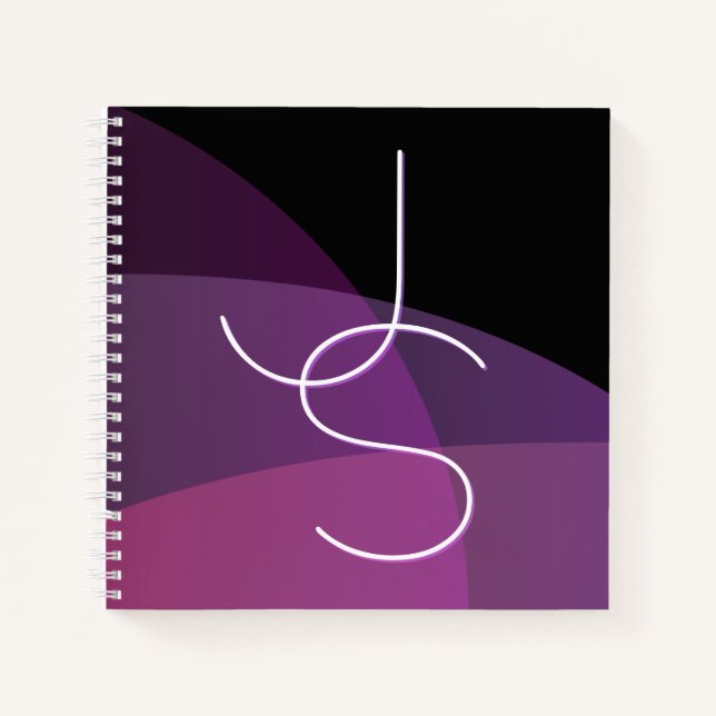 Cuaderno Sus inicios superpuestos | Morado moderno y rosa (Anverso)