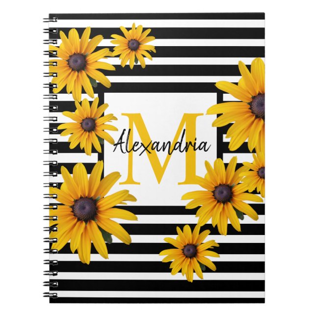 Cuaderno Susan Monogram Black Stripe de Ojo Negro Amarillo (Frente)