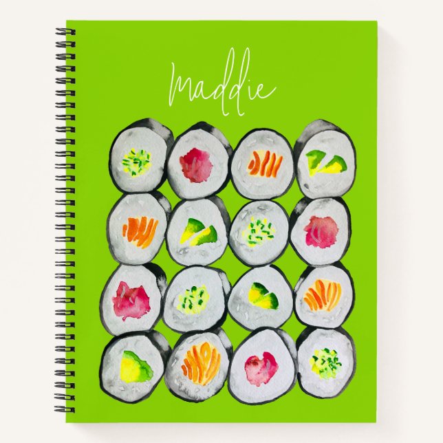 Cuaderno Sushi Time acuarela wasabi (Anverso)