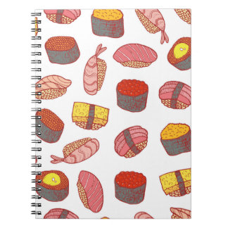 Cuaderno Sushi y rodillos sin fisuras. Doodle personalizado