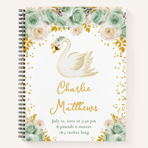 Cuaderno Swan Sage Green y Gold Rosas Estadísticas de nacim