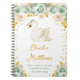 Cuaderno Swan Sage Green y Gold Rosas Estadísticas de nacim