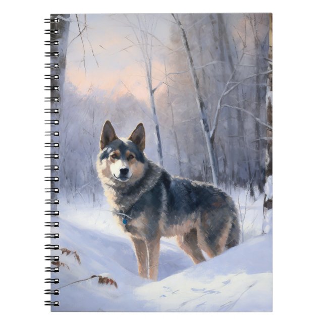 Cuaderno Swedish Vallhund Deja que nieve Navidad  (Frente)