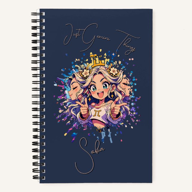 Cuaderno Sweet 16 Gemini Custom Name Notebook (Anverso)