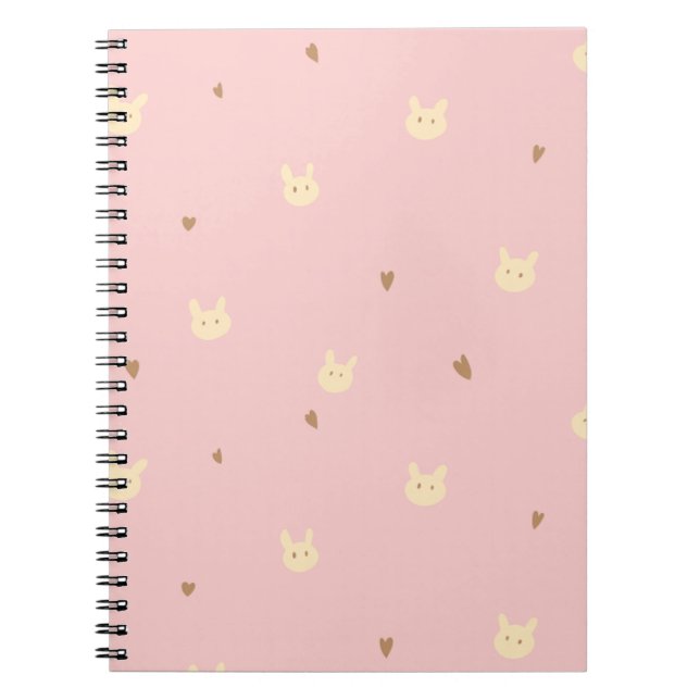Cuaderno Sweet Bunny & Hearts Seamless Pattern – Cute Pink  (Frente)