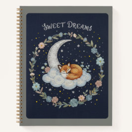 Cuaderno Sweet Dreams Embroidered Fox on Moon Journal
