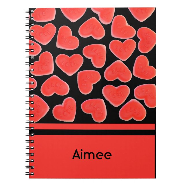 Cuaderno Sweet Hearts Black 'Your Name' bloc de notas (Frente)