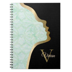 Cuaderno Sweet Mint Green Black And Gold Face