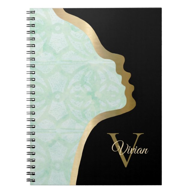 Cuaderno Sweet Mint Green Black And Gold Face (Frente)