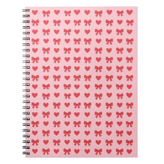Cuaderno Sweet Pink Hearts & Bows Pattern (Frente)