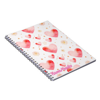 Cuaderno Sweet Valentine Heart Pattern with Golden Glitter