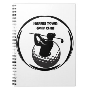 Cuaderno Swing de golf del hombre y pelota de golf