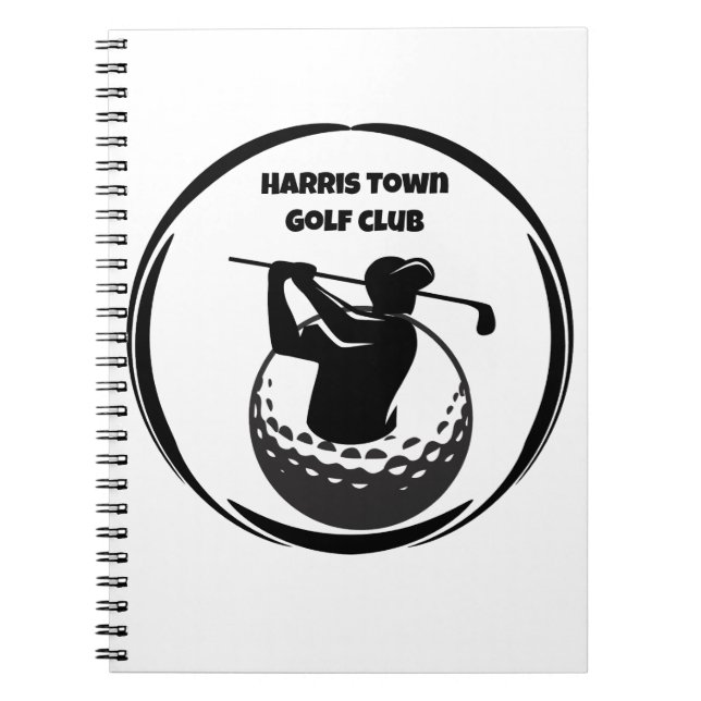 Cuaderno Swing de golf del hombre y pelota de golf (Frente)