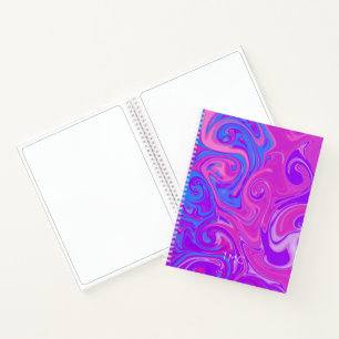 Cuaderno Swirl Marble Paint Art INITIALS Pink Sketch Fun