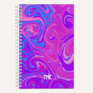 Cuaderno Swirl Marble Paint Artist INITIALS Pink Purple Fun
