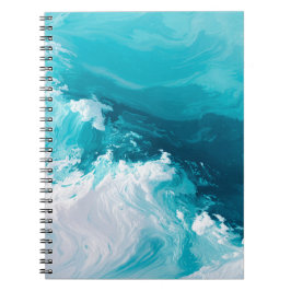 Cuaderno Swirling Turquoise Waves Abstract Ocean Wave Art