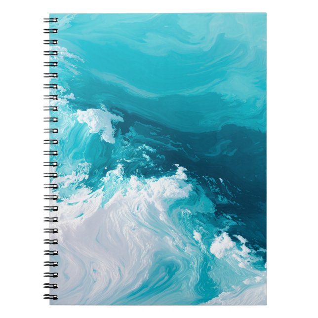 Cuaderno Swirling Turquoise Waves Abstract Ocean Wave Art (Frente)