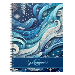 Cuaderno Swirls de invierno ondulado y azul y escarpado per