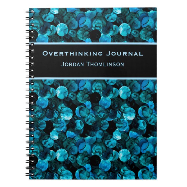 Cuaderno Swirls in Light Blue Aqua Teal and Black Stunning (Frente)