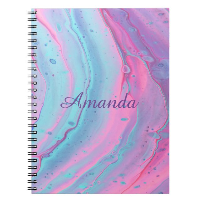 Cuaderno Swirls rosa y azul Girona personalizada (Frente)