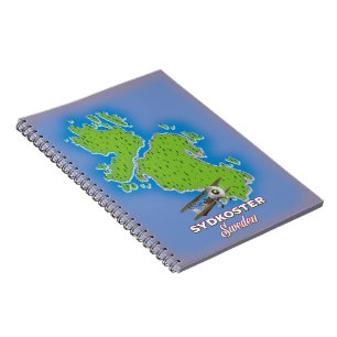 Cuaderno Sydkoster Suecia mapa antiguo cartel de viaje.