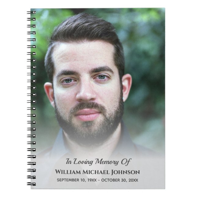 Cuaderno Sympathy Bereavement Funeral Memorial Custom Photo (Frente)