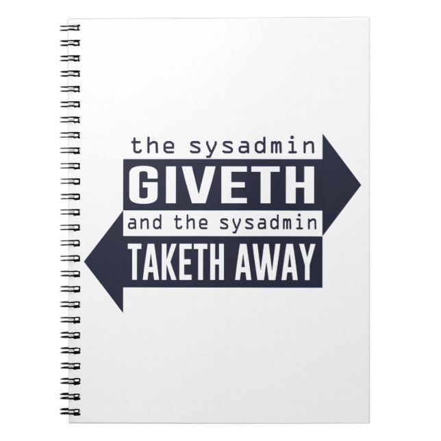 Cuaderno Sysadmin Giveth y Taketh lejos (Frente)