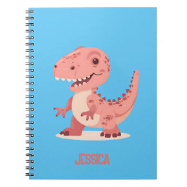 Cuaderno T-Rex Dino Rosa Juguetón Con Nombre de los Niños