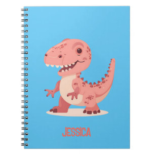 Cuaderno T-Rex Dino Rosa Juguetón Con Nombre de Niños