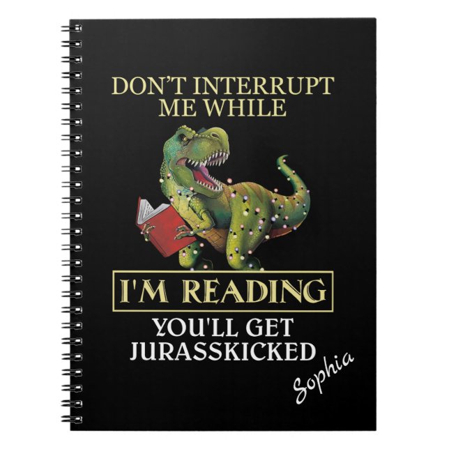 Cuaderno T Rex no me interrumpas mientras leo libros (Frente)