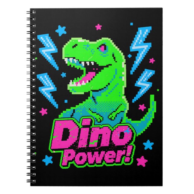 Cuaderno T-Rex Pixel de Poder de Arcade Retro (Frente)