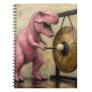 Cuaderno T-Rex rosa golpea un gong