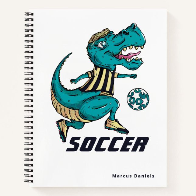 Cuaderno T-Rex Soccer Player Sports con nombre (Anverso)
