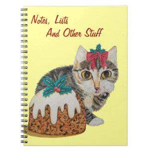 Cuaderno tabby gris del gatito lindo que lame el gato de la