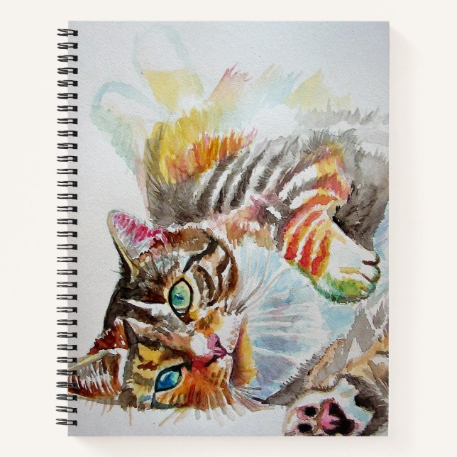 Cuaderno Tabby tabbies Cute Cat gatos acuarela Bloc de nota (Anverso)
