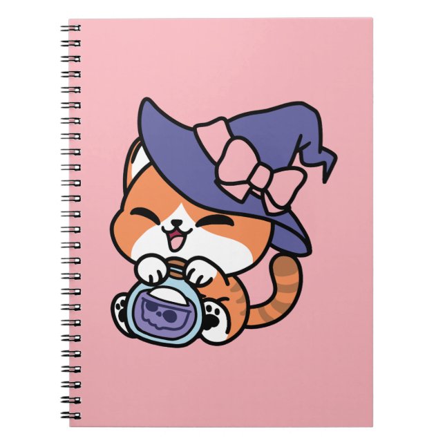Cuaderno Tabby Witch Brew – Cute Halloween Cat Design (Frente)