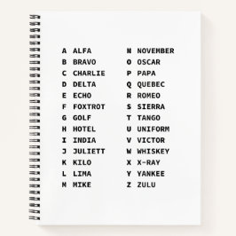 Cuaderno Tabla de alfabeto fonético de la OTAN